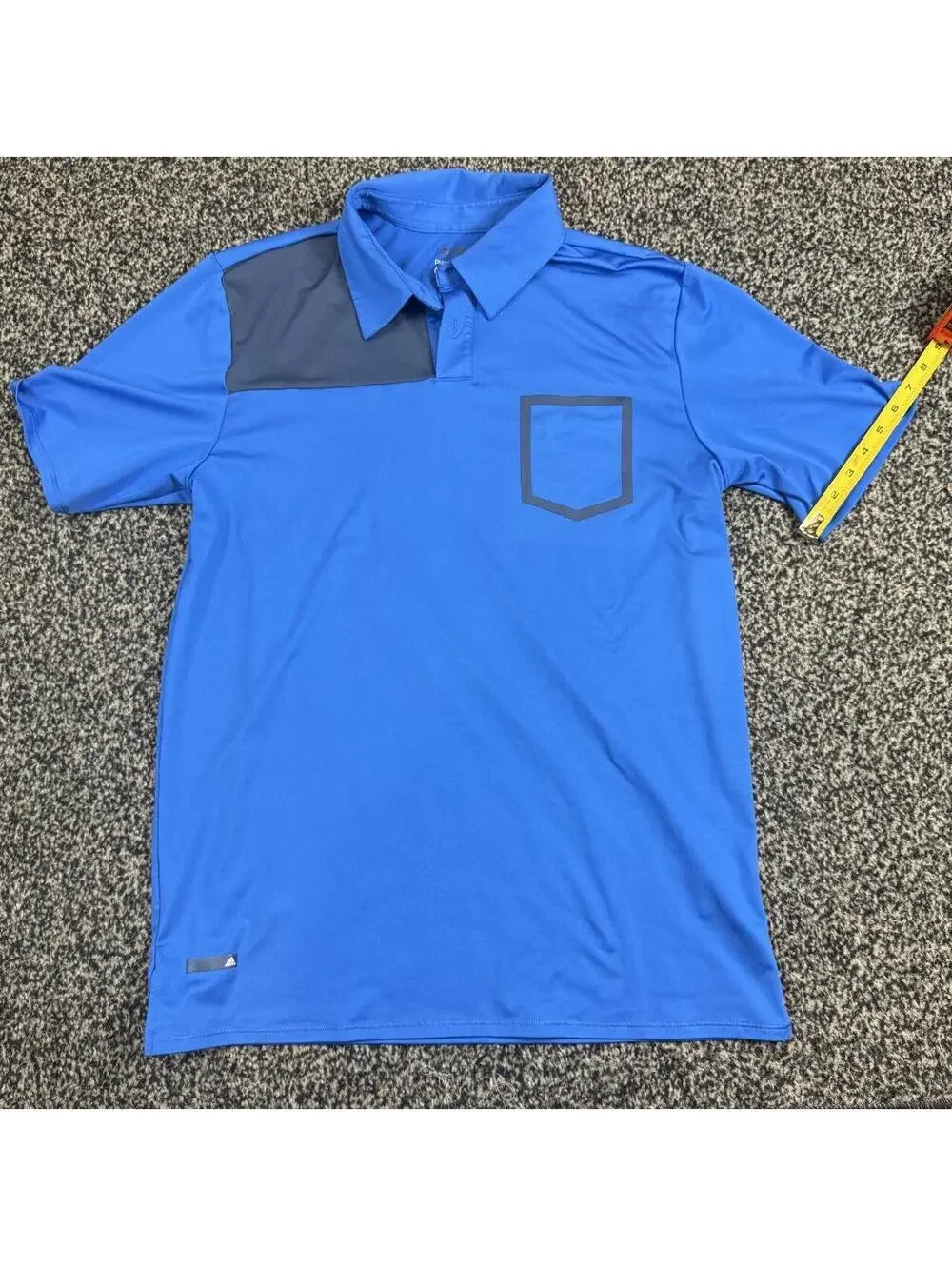 Adidas Golf Puremotion Coolmax Polo Men's M Blue Dark Gray Panel